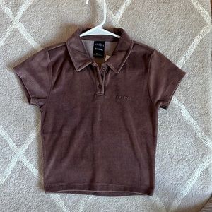 iets frans-Urban Outfitters NWT velour collared shirt. Size M
